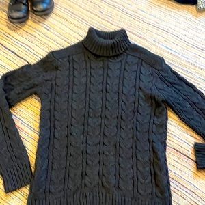 XRAY Thick Cable Knit Chunky Sweater Turtleneck Charcoal Gray/Black Medium